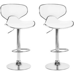 Beliani - Lot de 2 Chaises Tabourets de Bar en Cuir pu blanc et Métal Brillant Pivotantes et Réglables pour Cuisine ou Salle à Manger Ultra Moderne Argenté - Publicité