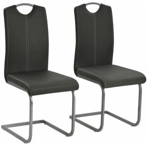 Décoshop26 - Lot de 2 chaises de salle à manger cuisine cantilever design moderne synthétique gris - Publicité