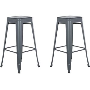 Beliani - Lot 2 Chaises Tabourets de Bar Industriels en Acier Gris 76 cm Empilables et Pratiques pour Cuisine ou Salle à Manger au Design Moderne Gris - Publicité