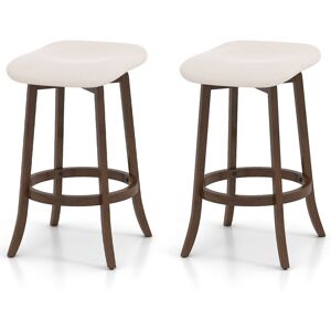 COSTWAY Lot De 2 Tabourets De Bar Pivotants Sans Dossier De 74 Cm Avec Siège Rembourrée, Pieds En Bois Massif Et Repose-pieds Pour Salle À Manger - Publicité COSTWAY Lot De 2 Tabourets De Bar Pivotants Sans Dossier De 74 Cm Avec Siège Rembourrée, Pieds En Bois Massif Et Repose-pieds Pour Salle À Manger - Publicité