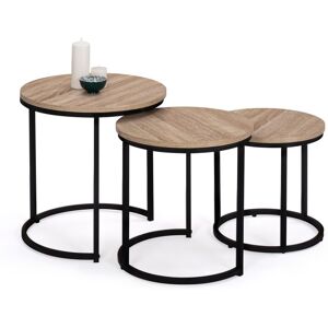 Idmarket - Lot de 3 tables basses gigognes detroit rondes 35/40/45 design industriel - Multicolore - Publicité