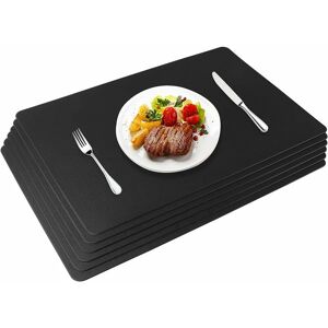 Serbia - Lot de 3 Set de Table en pu Cuir (45×30CM) Noir Sets de Table Lavable Antidérapant Impermeable Chaleur Résiste, Adaptés aux Tables de Cuisine, Restaurants et Hôtels - Publicité