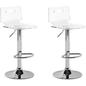 Beliani - Set 2 Tabourets Chaises de Bar Siège en Acrylique Transparent et Pied Hauteur Réglable en Métal pour Salon Salle à Manger ou Cuisine - Publicité