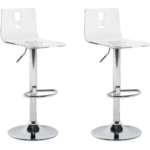 Beliani - Set 2 Tabourets Chaises de Bar Siège en Acrylique Noir Transparent et Pied en Métal Réglable en Hauteur pour Salle à Manger ou Cuisine Moderne Argenté - Publicité