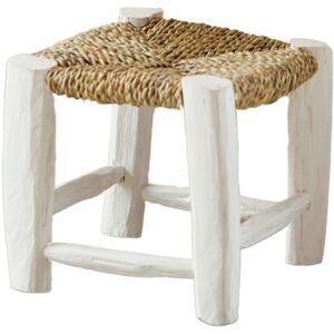 Homemaison - Tabouret Marocain blanc en bois Blanc 20x20x20 cm - Blanc - Publicité