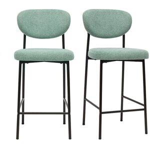 MILIBOO Tabourets De Bar Fixes En Tissu Effet Velours Texturé Vert Céladon H65 Cm (lot De 2) Breka - Publicité MILIBOO Tabourets De Bar Fixes En Tissu Effet Velours Texturé Vert Céladon H65 Cm (lot De 2) Breka - Publicité