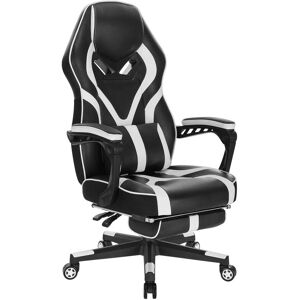 Woltu - Fauteuil de Bureau Chaise Gamer à roulettes en Cuir PU.Fauteuil Gaming Chaise de Bureau avec Oreiller Lombaire.Blanc - Publicité