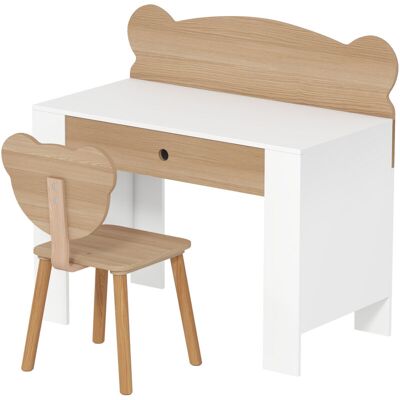 OEM Bureau Enfant Avec Chaise, Table Enfant Et Chaise Avec Tiroir Et Large Plateau, 80 X 41 X 74,5 Cm, Bois Naturel - Publicité OEM Bureau Enfant Avec Chaise, Table Enfant Et Chaise Avec Tiroir Et Large Plateau, 80 X 41 X 74,5 Cm, Bois Naturel - Publicité