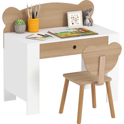 ACIRIHO Bureau Enfant Avec Chaise, Table Enfant Et Chaise Avec Tiroir Et Large Plateau, 80 X 41 X 74,5 Cm, Naturel - Publicité ACIRIHO Bureau Enfant Avec Chaise, Table Enfant Et Chaise Avec Tiroir Et Large Plateau, 80 X 41 X 74,5 Cm, Naturel - Publicité