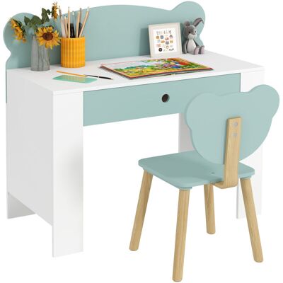 ACIRIHO Bureau Enfant Avec Chaise, Table Enfant Et Chaise Avec Tiroir Et Large Plateau, 80 X 41 X 74,5 Cm, Vert - Publicité ACIRIHO Bureau Enfant Avec Chaise, Table Enfant Et Chaise Avec Tiroir Et Large Plateau, 80 X 41 X 74,5 Cm, Vert - Publicité