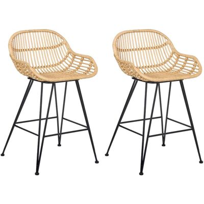 BELIANI Lot De 2 Chaises De Bar Bohème En Rotin Pieds En Fer Meuble Salle À Manger Cuisine Naturel Terrell - Publicité BELIANI Lot De 2 Chaises De Bar Bohème En Rotin Pieds En Fer Meuble Salle À Manger Cuisine Naturel Terrell - Publicité
