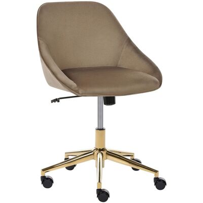 BELIANI Chaise De Bureau En Velours Réglable Pivotant Pieds Dorés Siège Marron Bardsdale - Publicité BELIANI Chaise De Bureau En Velours Réglable Pivotant Pieds Dorés Siège Marron Bardsdale - Publicité