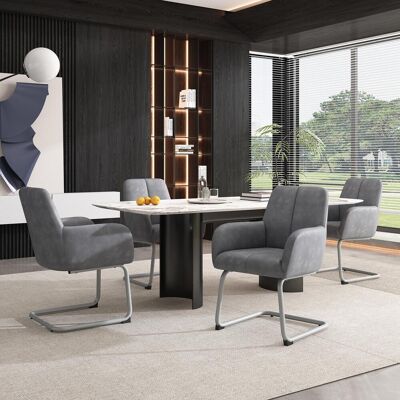 OEM Ensemble De 4 Chaises De Salle À Manger, Fauteuil, Chaise De Détente Moderne Et Minimaliste, Chaise De Salon/chambre Avec Pieds En Acier Incurvés, Gris - Publicité OEM Ensemble De 4 Chaises De Salle À Manger, Fauteuil, Chaise De Détente Moderne Et Minimaliste, Chaise De Salon/chambre Avec Pieds En Acier Incurvés, Gris - Publicité