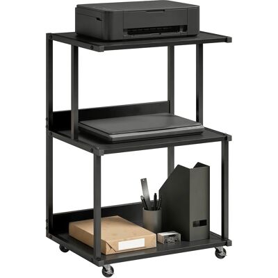 ARRIGONI Support Imprimante 3 Niveaux Avec Roulettes Table Industrielle En Metal Pour Bureau Noir - Publicité ARRIGONI Support Imprimante 3 Niveaux Avec Roulettes Table Industrielle En Metal Pour Bureau Noir - Publicité