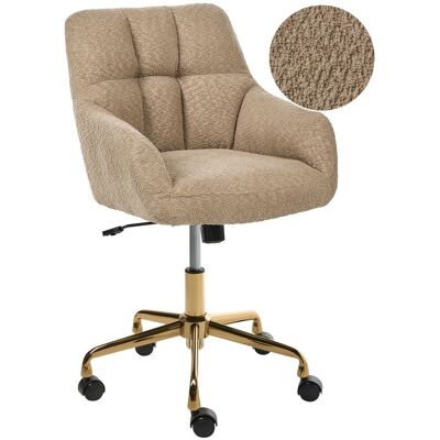 BELIANI Chaise De Bureau En Tissu Bouclé Structure Métallique Dorée Pivotante Réglable Marron Clair Palmdale - Publicité BELIANI Chaise De Bureau En Tissu Bouclé Structure Métallique Dorée Pivotante Réglable Marron Clair Palmdale - Publicité