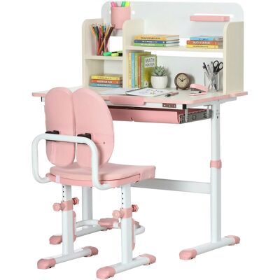 A MOON Ensemble Bureau Et Chaise Pour Enfants Hauteur Réglable Et Plateau Inclinable 0-60° Table 80 X 52 X 88-109 Cm Rose - Publicité A MOON Ensemble Bureau Et Chaise Pour Enfants Hauteur Réglable Et Plateau Inclinable 0-60° Table 80 X 52 X 88-109 Cm Rose - Publicité