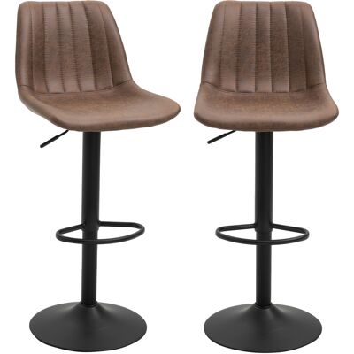 Generic Lot De 2 Tabourets De Bar Style Vintage Hauteur Réglable Pivotant Avec Repose-pied Marron - Publicité Generic Lot De 2 Tabourets De Bar Style Vintage Hauteur Réglable Pivotant Avec Repose-pied Marron - Publicité