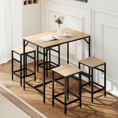 OEM Homcom Ensemble Table De Bar Industriel + 4 Tabourets Repose-pieds En Bois Couleur Chêne Clair Cadre En Métal Noir - Publicité OEM Homcom Ensemble Table De Bar Industriel + 4 Tabourets Repose-pieds En Bois Couleur Chêne Clair Cadre En Métal Noir - Publicité