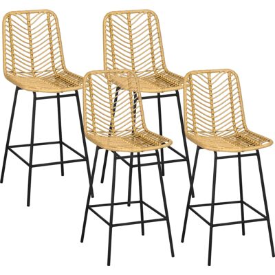 Generic Lot De 4 Tabourets De Bar, Chaises De Bar, Dossier En Cannage Et Repose-pieds, Cadre En Acier, 42,5x52x102cm, Jaune - Publicité Generic Lot De 4 Tabourets De Bar, Chaises De Bar, Dossier En Cannage Et Repose-pieds, Cadre En Acier, 42,5x52x102cm, Jaune - Publicité