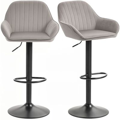 Generic Lot De 2 Tabourets De Bar, Chaises De Bar En Velours Avec Dossier, Repose-pieds, Hauteur Réglable Et Pivotante Gris - Publicité Generic Lot De 2 Tabourets De Bar, Chaises De Bar En Velours Avec Dossier, Repose-pieds, Hauteur Réglable Et Pivotante Gris - Publicité