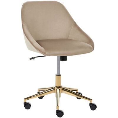 BELIANI Chaise De Bureau En Velours Réglable Pivotant Pieds Dorés Siège Taupe Bardsdale - Publicité BELIANI Chaise De Bureau En Velours Réglable Pivotant Pieds Dorés Siège Taupe Bardsdale - Publicité