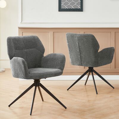 ARRIGONI Lot De 2 Chaises De Salle À Manger Pivotantes, Fauteuils Avec Pieds En Métal, Chaises De Loisirs, Tissu Effet Velours, Gris Foncé - Publicité ARRIGONI Lot De 2 Chaises De Salle À Manger Pivotantes, Fauteuils Avec Pieds En Métal, Chaises De Loisirs, Tissu Effet Velours, Gris Foncé - Publicité