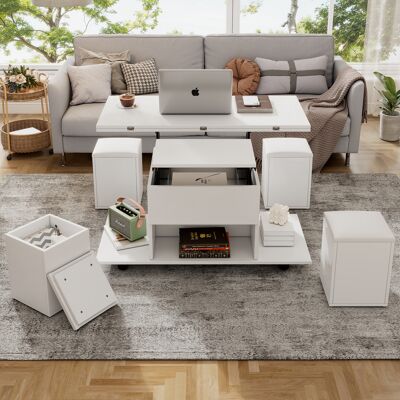 ACKERMAN (modification Produit) Table Basse Multifonctionnelle Relevable – Le Plateau Se Déplie En Deux Tables, Blanc + Blanc, Grande Capacité, Mobilier Moderne Pour Salon, Bureau, Salle À Manger, Table De Dét - Publicité ACKERMAN (modification Produit) Table Basse Multifonctionnelle Relevable – Le Plateau Se Déplie En Deux Tables, Blanc + Blanc, Grande Capacité, Mobilier Moderne Pour Salon, Bureau, Salle À Manger, Table De Dét - Publicité