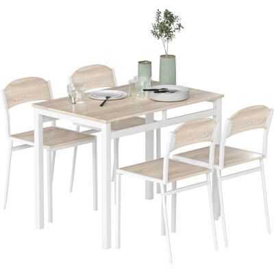ARRIGONI Ensemble Table À Manger 5 Pièces Avec 4 Chaises Style Contemporain Cuisine Salle À Manger Salon Plateau Mdf Coloris Bois De Chêne Châssis Métal Blanc - Publicité ARRIGONI Ensemble Table À Manger 5 Pièces Avec 4 Chaises Style Contemporain Cuisine Salle À Manger Salon Plateau Mdf Coloris Bois De Chêne Châssis Métal Blanc - Publicité