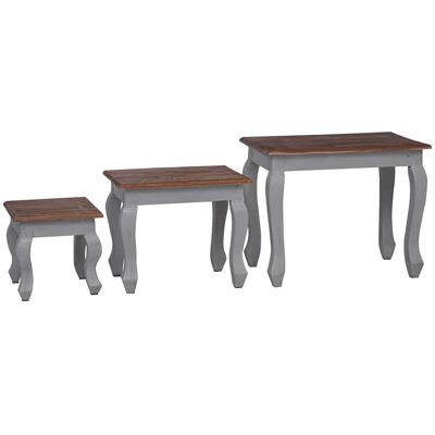 DESIGN IN Ensemble De Tables Gigognes 3 Pcs Bois D'Acajou Massif - Publicité DESIGN IN Ensemble De Tables Gigognes 3 Pcs Bois D'Acajou Massif - Publicité
