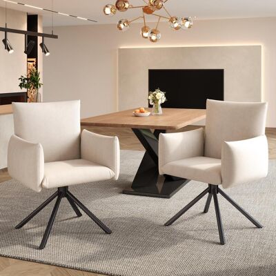OEM Ensemble De Deux Chaises De Salle À Manger, Fauteuil Rembourré Avec 4 Pieds En Métal, Pivotant À 360°, Chaise De Salon/chambre, Chaise De Bureau, Soutien Lombaire, Velours, Beige - Publicité OEM Ensemble De Deux Chaises De Salle À Manger, Fauteuil Rembourré Avec 4 Pieds En Métal, Pivotant À 360°, Chaise De Salon/chambre, Chaise De Bureau, Soutien Lombaire, Velours, Beige - Publicité