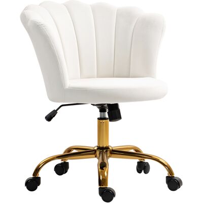 OEM Chaise De Bureau Velours Coiffeuse Dossier Pétale Hauteur Réglable 69x64x80-90 Cm Blanc - Publicité OEM Chaise De Bureau Velours Coiffeuse Dossier Pétale Hauteur Réglable 69x64x80-90 Cm Blanc - Publicité