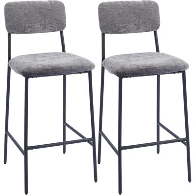 Generic Lot De 2 Tabourets De Bar En Tissu Chenille, Chaises De Bar Rembourrées, Assise Large, Dossier Haut, 45,5x48x101cm, Gris - Publicité Generic Lot De 2 Tabourets De Bar En Tissu Chenille, Chaises De Bar Rembourrées, Assise Large, Dossier Haut, 45,5x48x101cm, Gris - Publicité
