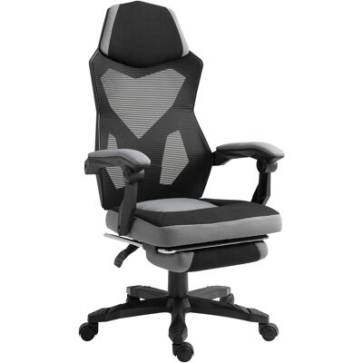ARRIGONI Chaise De Bureau Fauteuil Gaming Hauteur Réglable Dossier Roulettes Pivotantes Repose-pied Tissu En Maille 58l X 63l X 112-122h Cm Gris Noir - Publicité ARRIGONI Chaise De Bureau Fauteuil Gaming Hauteur Réglable Dossier Roulettes Pivotantes Repose-pied Tissu En Maille 58l X 63l X 112-122h Cm Gris Noir - Publicité