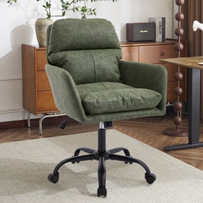 ACKERMAN Simili Cuir, Matière Pu, Base Noire, Réglable En Hauteur, Adapté Pour Bureau, Chambre, Coiffeuse Et Autres Environnements. Une Chaise De Bureau. Vert. Publicité ACKERMAN Simili Cuir, Matière Pu, Base Noire, Réglable En Hauteur, Adapté Pour Bureau, Chambre, Coiffeuse Et Autres Environnements. Une Chaise De Bureau. Vert. Publicité