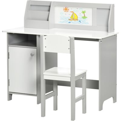 OEM Ensemble Table Et Chaise Pour Enfant Avec Tableau Blanc - Bureau Pour Enfant +5 Ans - 90l X 45l X 85h Cm Gris - Publicité OEM Ensemble Table Et Chaise Pour Enfant Avec Tableau Blanc - Bureau Pour Enfant +5 Ans - 90l X 45l X 85h Cm Gris - Publicité