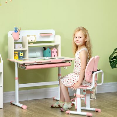 SANMINE HABITAT Ensemble Bureau Et Chaise Pour Enfants Hauteur Réglable Et Plateau Inclinable 0-60° Table 80 X 52 X 88-109 Cm Rose - Publicité SANMINE HABITAT Ensemble Bureau Et Chaise Pour Enfants Hauteur Réglable Et Plateau Inclinable 0-60° Table 80 X 52 X 88-109 Cm Rose - Publicité