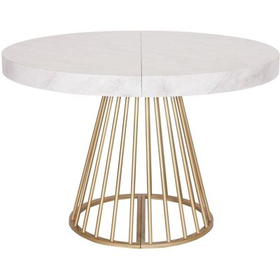 MENZZO Table Ronde Extensible Soare Effet Marbre Pieds Or - Publicité MENZZO Table Ronde Extensible Soare Effet Marbre Pieds Or - Publicité