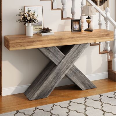LEMONBEST Table Console 140 X 30 X 80 Cm, Meuble D’entrée Étroit Avec Pieds En X Et Plateau Effet Bois Pour Couloir Ou Salon, Panneaux, Naturel - Publicité LEMONBEST Table Console 140 X 30 X 80 Cm, Meuble D’entrée Étroit Avec Pieds En X Et Plateau Effet Bois Pour Couloir Ou Salon, Panneaux, Naturel - Publicité