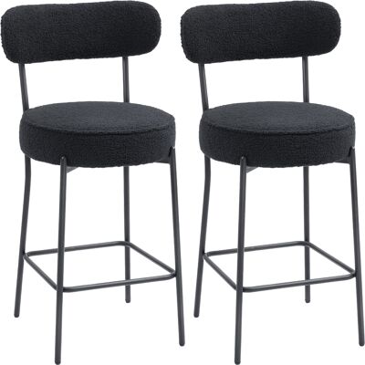 Generic Lot De 2 Tabourets De Bar En Tissu Bouclette, Chaises De Bar Avec Dossier Courbé, Repose-pieds, 49x52x95cm, Noir - Publicité Generic Lot De 2 Tabourets De Bar En Tissu Bouclette, Chaises De Bar Avec Dossier Courbé, Repose-pieds, 49x52x95cm, Noir - Publicité