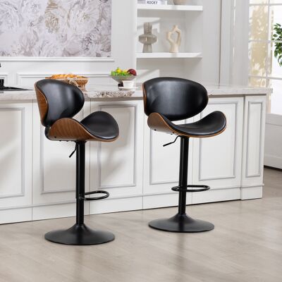 ARRIGONI Tabourets De Bar Pivotants, Lot De 2, Tabourets De Bar Réglables En Hauteur En Bois Courbé, Chaise De Bar Avec Revêtement En Cuir Pu, Dossier Ergonomique Et Repose-pieds, Pour Bar Et Îlot De Cuisine À - Publicité ARRIGONI Tabourets De Bar Pivotants, Lot De 2, Tabourets De Bar Réglables En Hauteur En Bois Courbé, Chaise De Bar Avec Revêtement En Cuir Pu, Dossier Ergonomique Et Repose-pieds, Pour Bar Et Îlot De Cuisine À - Publicité