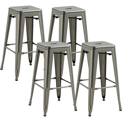 Generic Lot De 4 Tabourets De Bar Industriel Empilables Hauteur Assise 76 Cm Métal Argent - Publicité Generic Lot De 4 Tabourets De Bar Industriel Empilables Hauteur Assise 76 Cm Métal Argent - Publicité
