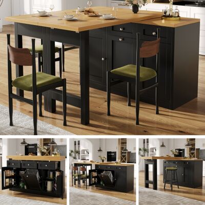 DURONIC Table De Bar Extensible, Îlot De Cuisine Et Table À Manger Extensible,barre Rétractable Avec Pivotement À 360° Et Rangement, Longueur Réglable 120-200 Cm, Noir - Publicité DURONIC Table De Bar Extensible, Îlot De Cuisine Et Table À Manger Extensible,barre Rétractable Avec Pivotement À 360° Et Rangement, Longueur Réglable 120-200 Cm, Noir - Publicité
