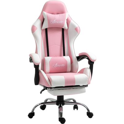 ACKERMAN Chaise Gaming Fauteuil D'Ordinateur Fauteuil De Bureau Ergonomique Avec Appuie-tête Coussin Lombaire Réglable En Hauteur Pivotable 360° Rose+blanc - Publicité ACKERMAN Chaise Gaming Fauteuil D'Ordinateur Fauteuil De Bureau Ergonomique Avec Appuie-tête Coussin Lombaire Réglable En Hauteur Pivotable 360° Rose+blanc - Publicité