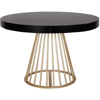 MENZZO Table Ronde Extensible Soare Noir Pieds Or - Publicité MENZZO Table Ronde Extensible Soare Noir Pieds Or - Publicité