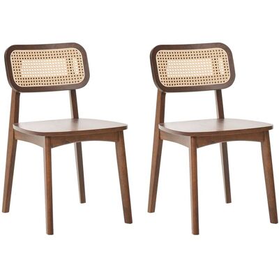 BELIANI Lot De 2 Chaises De Salle À Manger Retro En Rotin Tressé Assise En Bois Sans Accoudoirs Marron Keno - Publicité BELIANI Lot De 2 Chaises De Salle À Manger Retro En Rotin Tressé Assise En Bois Sans Accoudoirs Marron Keno - Publicité