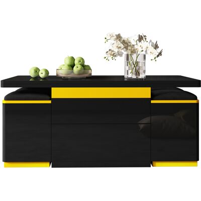 ACKERMAN Table Basse Moderne Noire Brillante, Table D'Appoint Élégante, Multifonctionnelle, Table Basse Réglable En Hauteur, Table À Manger/meuble De Salon Pliable, 100 X 50 X 43 Cm (l X L X H) - Publicité ACKERMAN Table Basse Moderne Noire Brillante, Table D'Appoint Élégante, Multifonctionnelle, Table Basse Réglable En Hauteur, Table À Manger/meuble De Salon Pliable, 100 X 50 X 43 Cm (l X L X H) - Publicité