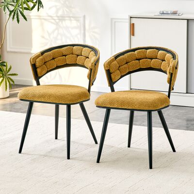 ACKERMAN Lot De 2 Chaises De Salle À Manger Jaune En Velours Avec Structure En Métal Noir, Chaises D'Accent Modernes Avec Dossier Enroulé, Chaise Pour Salle À Manger, Cuisine, Salon, Chambre - Publicité ACKERMAN Lot De 2 Chaises De Salle À Manger Jaune En Velours Avec Structure En Métal Noir, Chaises D'Accent Modernes Avec Dossier Enroulé, Chaise Pour Salle À Manger, Cuisine, Salon, Chambre - Publicité