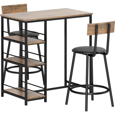 ACKERMAN Ensemble Table De Bar Avec Tabourets De Bar, Lot De 3 Ensemble De Table De Bar Avec Table De Cuisine, 3 Étagères, 2 Tabourets De Bar, Au Style Moderne, Ensemble De Repas Pour Salle À Manger, Cuisine, - Publicité ACKERMAN Ensemble Table De Bar Avec Tabourets De Bar, Lot De 3 Ensemble De Table De Bar Avec Table De Cuisine, 3 Étagères, 2 Tabourets De Bar, Au Style Moderne, Ensemble De Repas Pour Salle À Manger, Cuisine, - Publicité