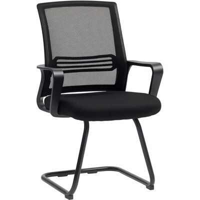 ARRIGONI Chaise De Bureau En Maille Sans Roulettes, Base En Traîneau, Pour Salle De Conférence, Attente, Réception, Noir - Publicité ARRIGONI Chaise De Bureau En Maille Sans Roulettes, Base En Traîneau, Pour Salle De Conférence, Attente, Réception, Noir - Publicité
