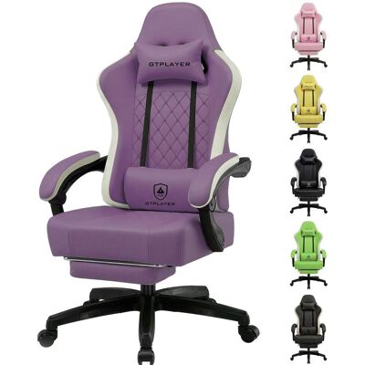 GTPLAYER Chaise Gaming Ergonomique En Simili-cuir, Coussin À Ressorts, Accoudoirs Fixes Et Repose-pieds, Capacité 150kg - Violet - Publicité GTPLAYER Chaise Gaming Ergonomique En Simili-cuir, Coussin À Ressorts, Accoudoirs Fixes Et Repose-pieds, Capacité 150kg - Violet - Publicité